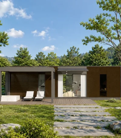 Smart Prefab Container Tiny House with Glass Sunroom Modern Modular Aluminum Cabin Villa for Mobile Home Office Hotel Resort 1