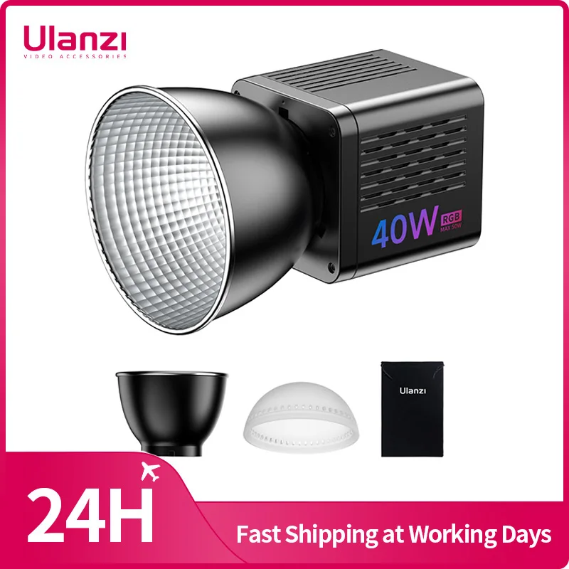 Ulanzi L024 40W RGB Video Light 2500-6500K Bi-color 0-359° RGB COB Light Mini Bowens Mount Fill Light 3400mAh COB Light Ulanzi L024 40W RGB Video Light 2500-6500K Bi-color 0-359° RGB COB Light Mini Bowens Mount Fill Light 3400mAh COB Light