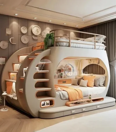 Teenagers Whole House Custom Furniture Tree House under the Bed Bunk Bed High and Low Personality Bed with Light Effect 1
