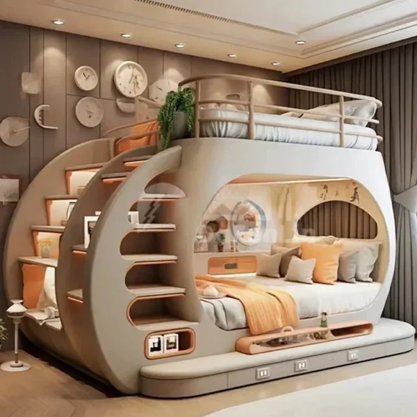 Teenagers Whole House Custom Furniture Tree House under the Bed Bunk Bed High and Low Personality Bed with Light Effect