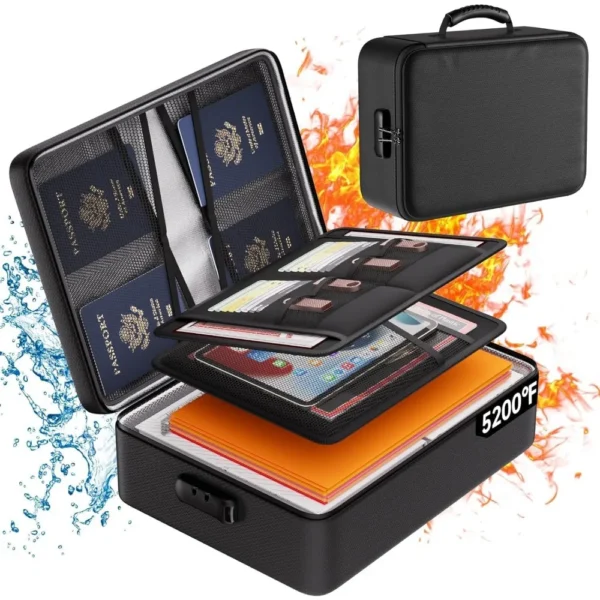 Storage Bag Thermal Insulation Fire Proof Water Resistant with Multiple Compartments Handle