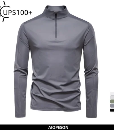 AIOPESON 2025 Men's Spring Lightweight Breathable UV Protection Sun Shirt for Outdoor Activities Male T Shirt 1