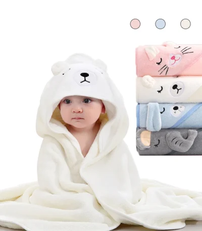 Toddler Baby Hooded Towels Newborn Kids Bathrobe Super Soft Bath Towel Blanket Warm Sleeping Swaddle Wrap for Infant Boys Girls