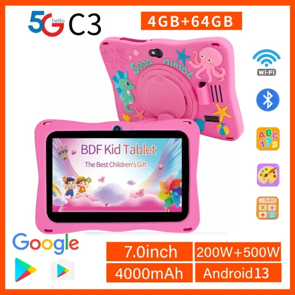 New Kids Tablet 7 Inch Quad Core Android 4GB/64GB Google Play WiFi Bluetooth Cheap And Simple Children’s favorite gift Tablet Pc