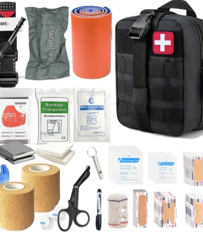 131pcs First Aid Kit, First Aid Trauma Kit, Military Medical First Aid Kit with Tourniquet, Camping Equipment Supplies Emergency 1