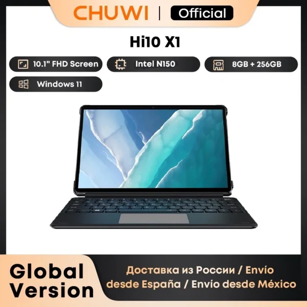 CHUWI Hi10 X1/X2 2 In 1 Tablet 10.1inch Display Intel N150/i3-10100Y Processor LPDDR5 8GB RAM 256GB SSD Windows 11 Tablets PC