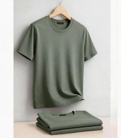 AIOPESON Men's Cotton O-Neck T-Shirt Soft Touch Comfortable Solid Color 8 Options Breathable Lightweight Casual Daily Tee 1