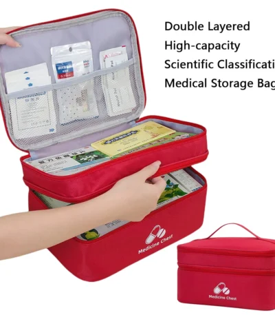 1PC large capacity double-deck Medical Bag, Outdoor Emergency Kit, Portable Small Medicine Bag, 2025 NEW Home Storage Bag 1