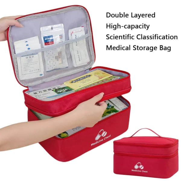 1PC large capacity double-deck Medical Bag, Outdoor Emergency Kit, Portable Small Medicine Bag, 2025 NEW Home Storage Bag