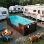 Customized Factory Prefab 20ft 40ft Shipping Container Swimming Pools with with Spa Acrylic Window for Outdoor