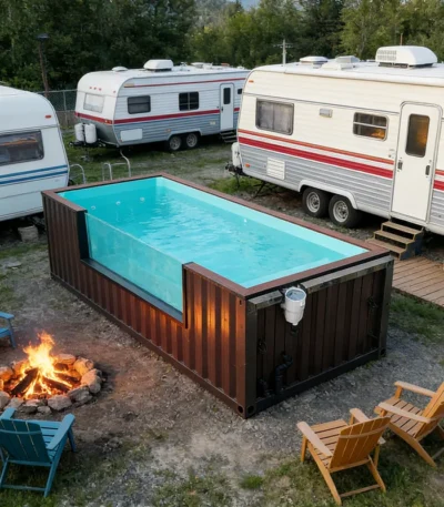 Customized Factory Prefab 20ft 40ft Shipping Container Swimming Pools with with Spa Acrylic Window for Outdoor 1