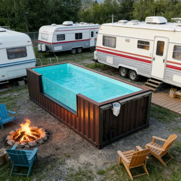 Customized Factory Prefab 20ft 40ft Shipping Container Swimming Pools with with Spa Acrylic Window for Outdoor