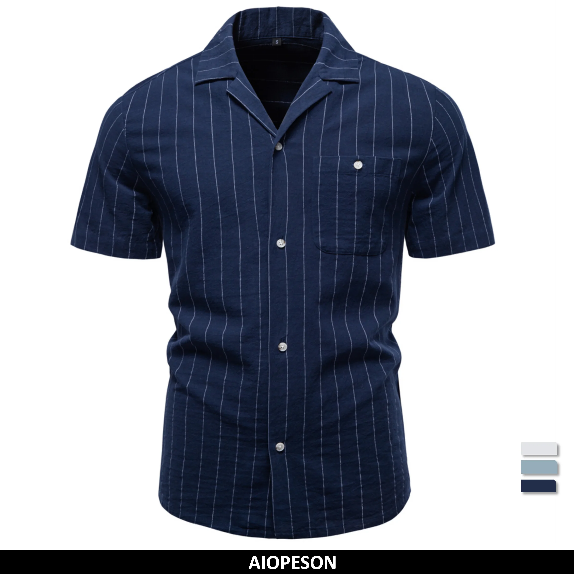 AIOPESON Men’s Casual Shirt Stripe Design Short Sleeve Button Pocket Cotton Soft Breathable Summer Lightweight Daily Shirts AIOPESON Men’s Casual Shirt Stripe Design Short Sleeve Button Pocket Cotton Soft Breathable Summer Lightweight Daily Shirts