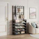 Multi-layer Door-mounted Shoe Hat Rack – Simple Assembly Household Integrated Multi-functional Storage Cabinet for Home Use