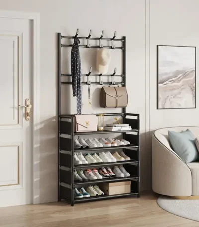 Multi-layer Door-mounted Shoe Hat Rack – Simple Assembly Household Integrated Multi-functional Storage Cabinet for Home Use