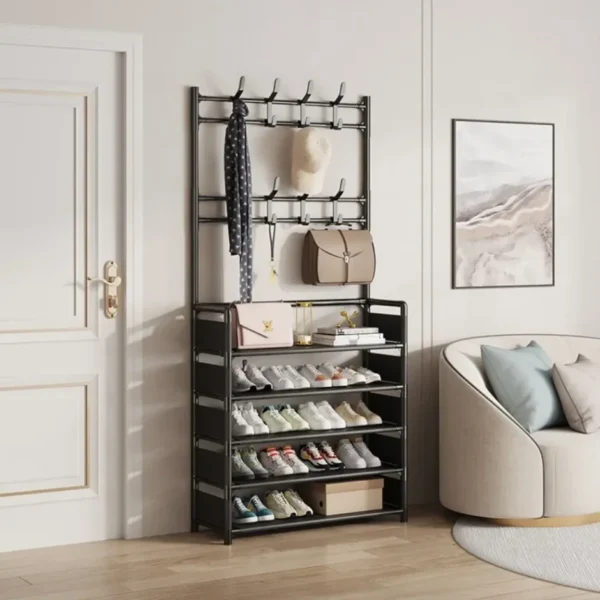 Multi-layer Door-mounted Shoe Hat Rack – Simple Assembly Household Integrated Multi-functional Storage Cabinet for Home Use