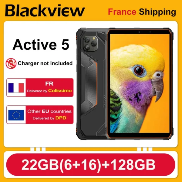 Blackview Active 5 Rugged Tablet [No EU Charger] 6GB+128GB 8.68” Android 15 IPS 6600mAh Doke AI 16MP NFC Fingerprint