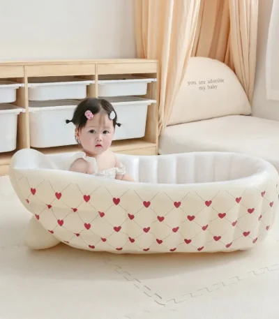 Cute Cartoon Inflatable Bathtub Baby Foldable Inflatable Bathtub Children Portable PVC Outdoor Bathtub for Travel Baby Bath Tub