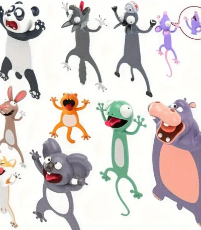 1 Pc 3D Stereoscopic Animal Bookmark Original PVC Creative Literary Creation Funny Cat Student Stationery Reading Aid 1