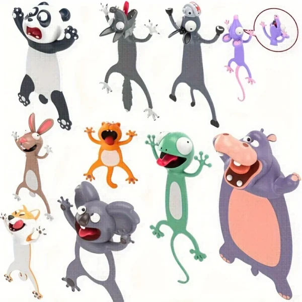 1 Pc 3D Stereoscopic Animal Bookmark Original PVC Creative Literary Creation Funny Cat Student Stationery Reading Aid