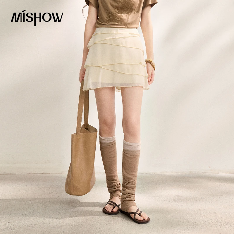 MISHOW Irregular Multi Layer Ruffle Edge Skirt For Women 2026 Summer New Breathable Slim A-Line Design Short Skirt MXF23B2527 1