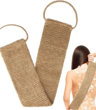 Exfoliating Back Scrubber, Shower Bath Towel Strap with Handle