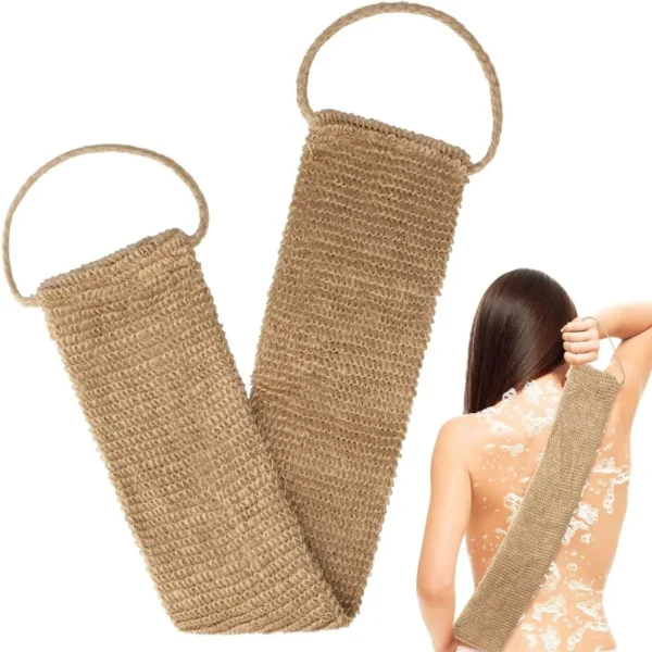 Exfoliating Back Scrubber, Shower Bath Towel Strap with Handle