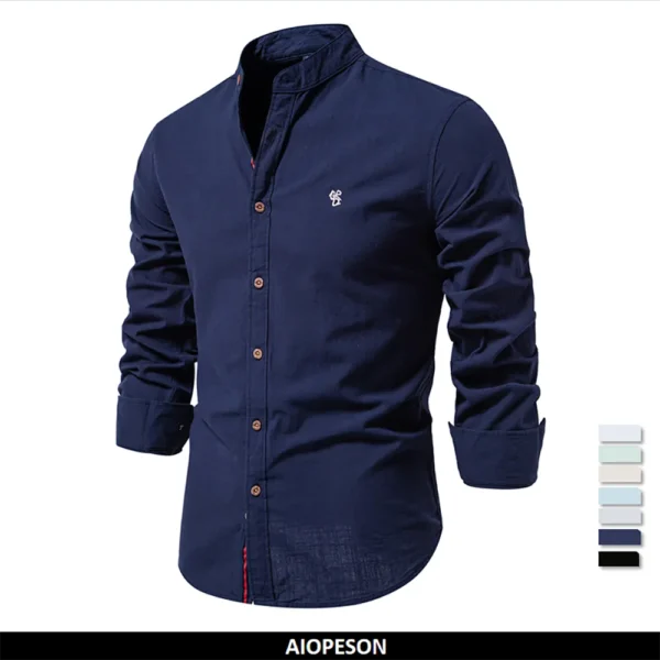 AIOPESON New Spring Cotton Social Shirt Men Solid Color High Quality Long Sleeve Shirt for Men Lapel Casual Social Men’s Shirts