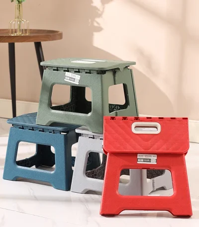 Lightweight Folding Step Stool Multi Purpose Handheld Thickened Footstool Non-Slip Plastic Small Benches Kitchen