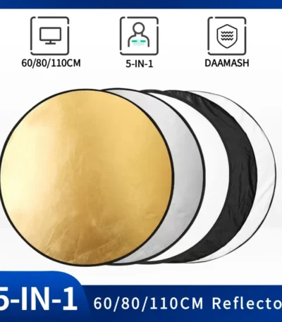 5 in 1 Round Portable Reflector, Multi Color Outdoor Collapsible Diffuser Photography Light Reflectors For Studio Photo 1