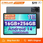 Teclast Odea S11, 11″ Tablet, Max 16GB RAM, 256GB ROM, 1920X1200 TDDI, Android 14, Octa Core, T606, GPS, 4G LTE, 13MP+8MP
