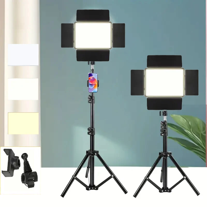 LED Square Ring Light with Adjustable Tripod Stand, USB Powered, 3 Color Temperatures, Metal Stand, for Studio Photography Live LED Square Ring Light with Adjustable Tripod Stand, USB Powered, 3 Color Temperatures, Metal Stand, for Studio Photography Live
