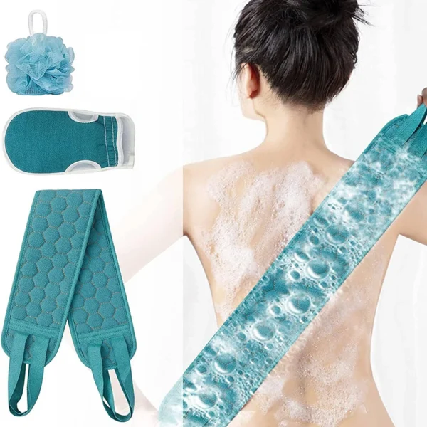 Exfoliating Body Scrubber Set – Includes Back Scrubber, Bath Glove And Shower Bath Sponge Loofah
