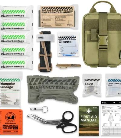 Rhino First Aid Survival Kit IFAK Pouch Supplied Camping Kit with 20 EMT Items For Emergency Outdoors 1