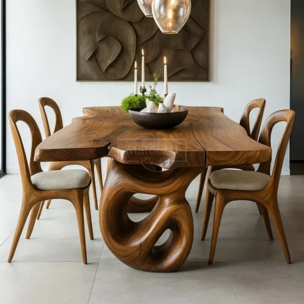 #Luxury Solid Wood Dining Table Set Modern Chairs Minimalist Home Furniture Villa Hotel Banquet Room Decor