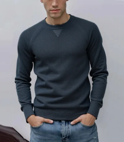 AIOPESON Raglan Sleeve Polo Shirt Men Henley Collar Solid Color Long Sleeve Heavyweight Cotton Business Casual Autumn Winter 1