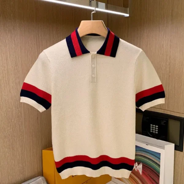 Summer Men Knitted Polo Shirts Short Sleeve