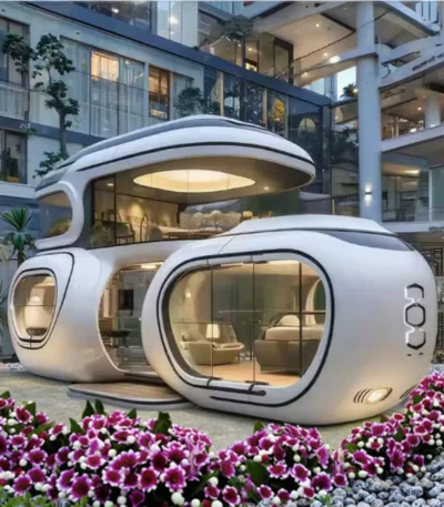 Luxury Mobile Space Capsule Steel Cottage Durable Prefab Bedroom Farm Kitchen Living Room School Hall Gym for Bathroom Hospital 1