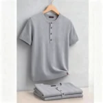 AIOPESON New Henley Neck T-Shirt Men’s Soft Breathable Short Sleeve Casual Daily Wear Lightweight Summer Top for Men