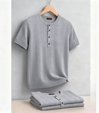 AIOPESON New Henley Neck T-Shirt Men's Soft Breathable Short Sleeve Casual Daily Wear Lightweight Summer Top for Men 1