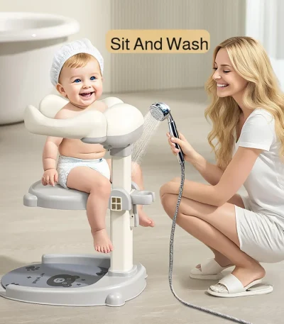 Baby Standing Shower Stand Adjustable Children's Bath Device Household Non-Slip Children's Bath Stand Baby Bath Stand Support 1