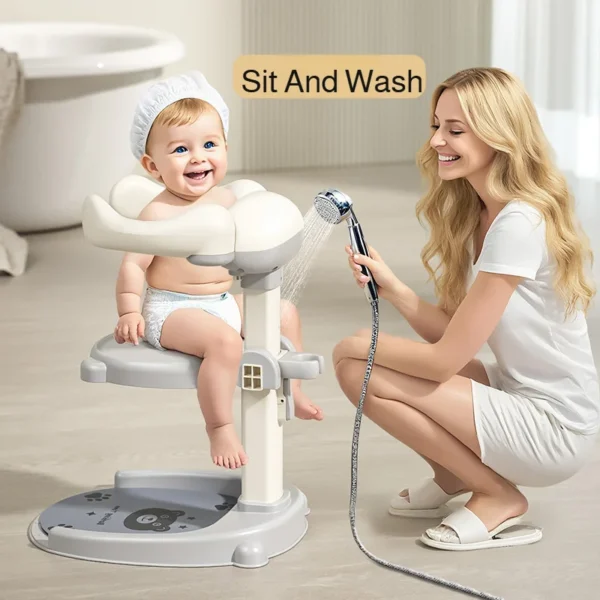 Baby Standing Shower Stand Adjustable Children’s Bath Device Household Non-Slip Children’s Bath Stand Baby Bath Stand Support