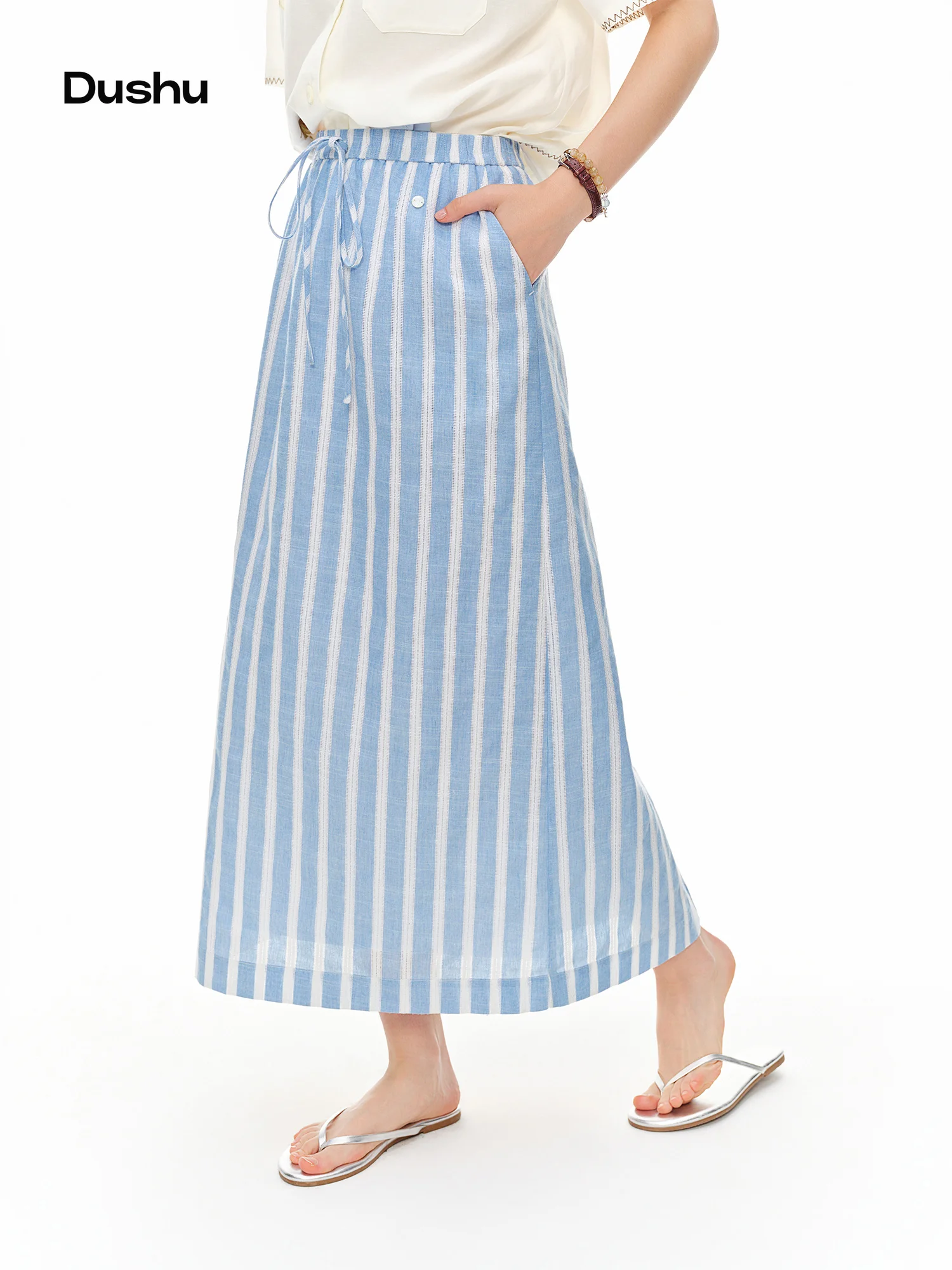 DUSHU 2026 Summer Women’s High Waist A-Line Skirt with Elasticized Waist and Relaxed Fit for Daily and Summer Wear DUSHU 2026 Summer Women’s High Waist A-Line Skirt with Elasticized Waist and Relaxed Fit for Daily and Summer Wear