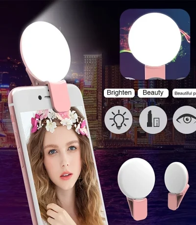 Mini Selfie Ring Light Portable Clip-on Selfie Fill Light USB Rechargeable Battery Operated LED Fill Light For Mobile Phone