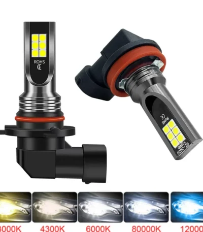 2Pcs H8 H11 LED Bulb H16 JP 9005 HB3 9006 HB4 Led Lamp Super Bright Car Fog Lights Day Driving Running Light 12V 24V 6000K White