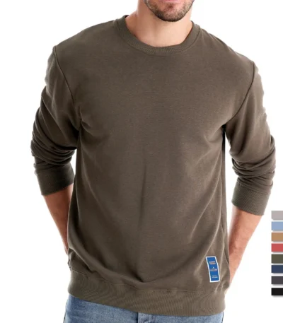 AIOPESON Cotton-blend Mens Crew Neck Solid Color Sweatshirts Pullover Casual Sport Sweatshirt for Men 1