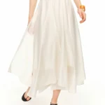 DUSHU 2026 Summer Women’s Acetate Paneled A-Line Skirt – Urban Sophisticated Style for City Commute and Daily Outings