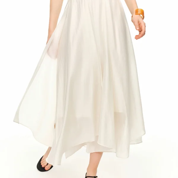 DUSHU 2026 Summer Women’s Acetate Paneled A-Line Skirt – Urban Sophisticated Style for City Commute and Daily Outings