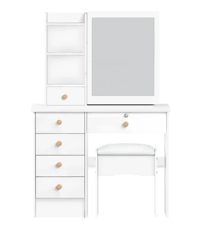 Makeup Vanities Vanity Desk with Sliding Mirror, Bedroom Dressing Table, Makeup Desk with 6 Drawers Bedroom Furniture