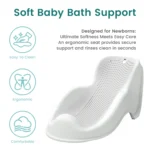 Soft Baby Bath Support for Newborns – Ergonomic, Easy to Clean & Comfortable Anti-Slip Infant Bath Seat with Quick Drying Design